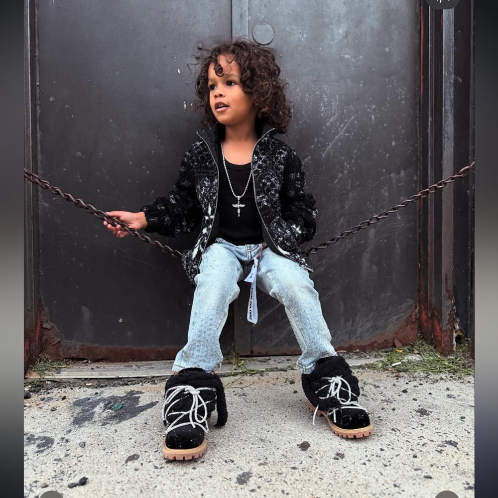Kids Black and White Patterned Jacket